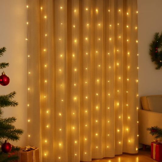 Cortina Estelar™ – Luces LED Cálidas Navideñas (USB · 3x3M)