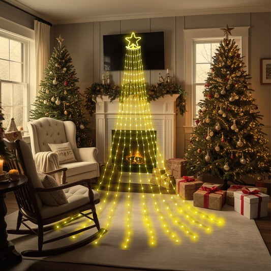 Cascada Estelar™ ✨Luces Navideñas LED + Gold Star