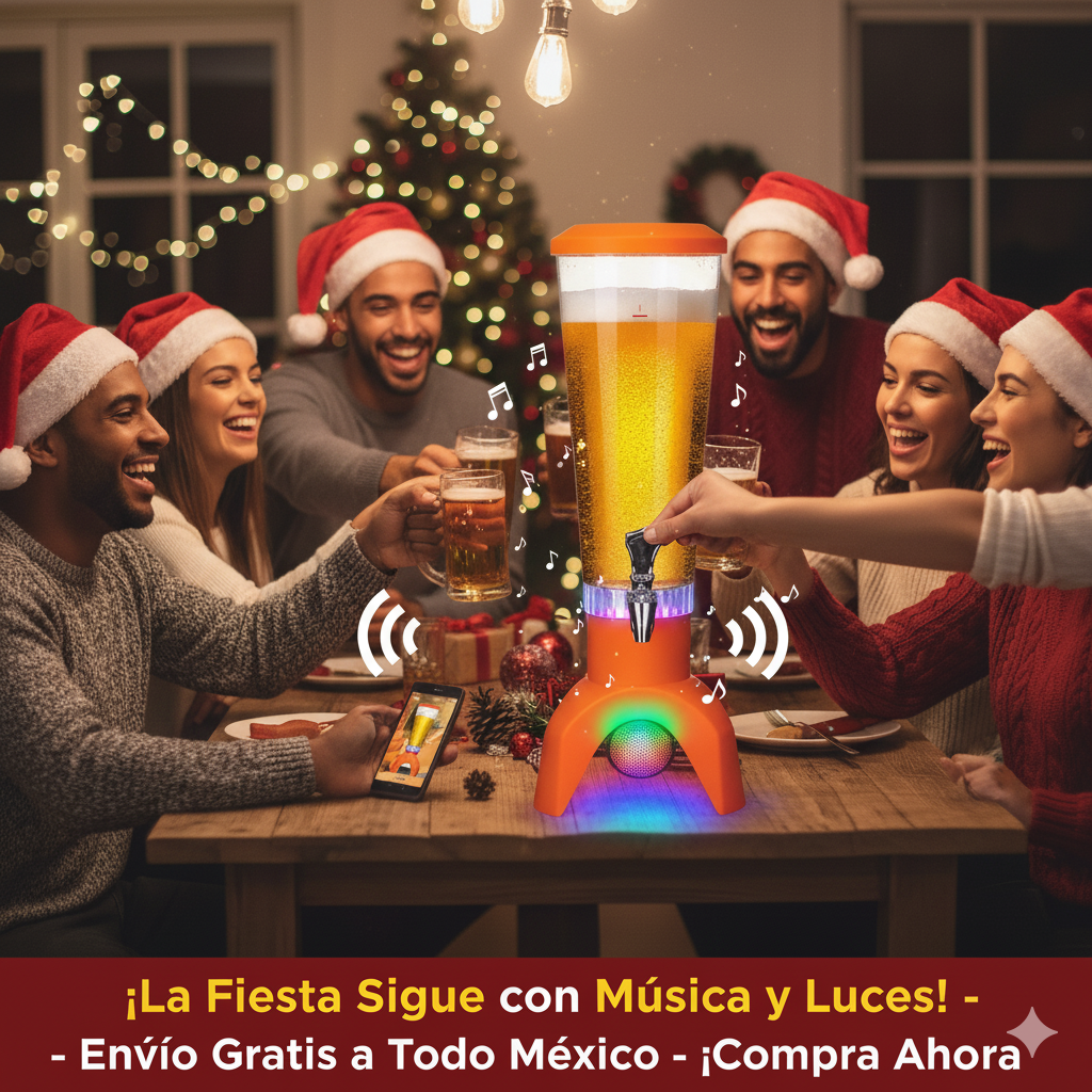 BeerBeat™ – Dispensador de Bebidas con Luz LED y Bocina BT