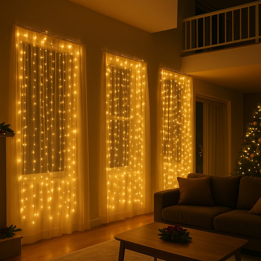 Cortina Estelar™ – Luces LED Cálidas Navideñas (USB · 3x3M)