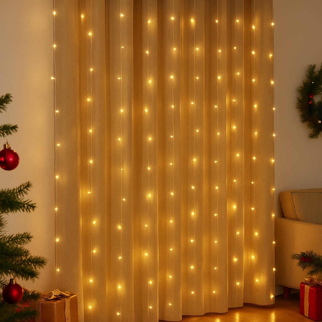 Cortina Estelar™ – Luces LED Cálidas Navideñas (USB · 3x3M)