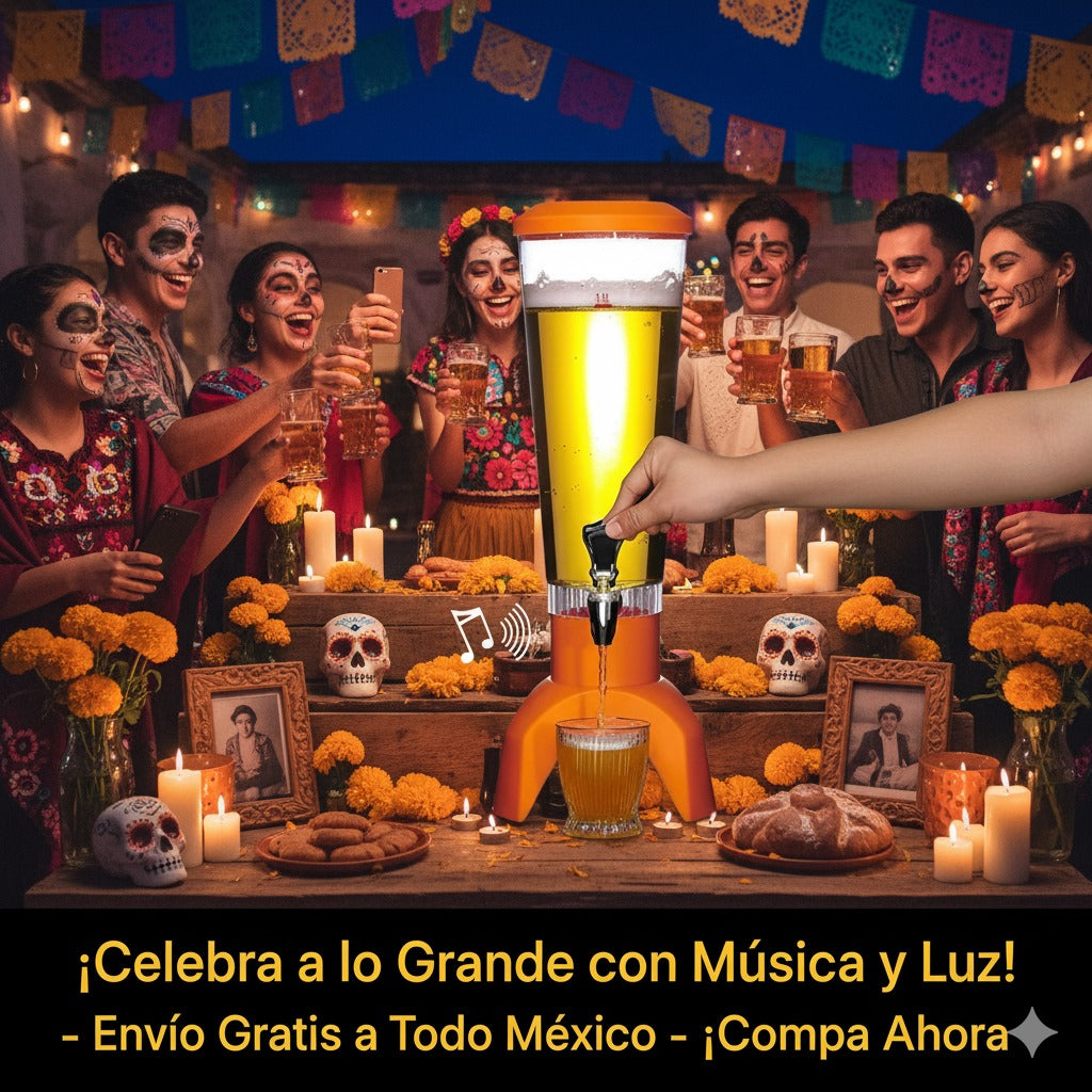 BeerBeat™ – Dispensador de Bebidas con Luz LED y Bocina BT